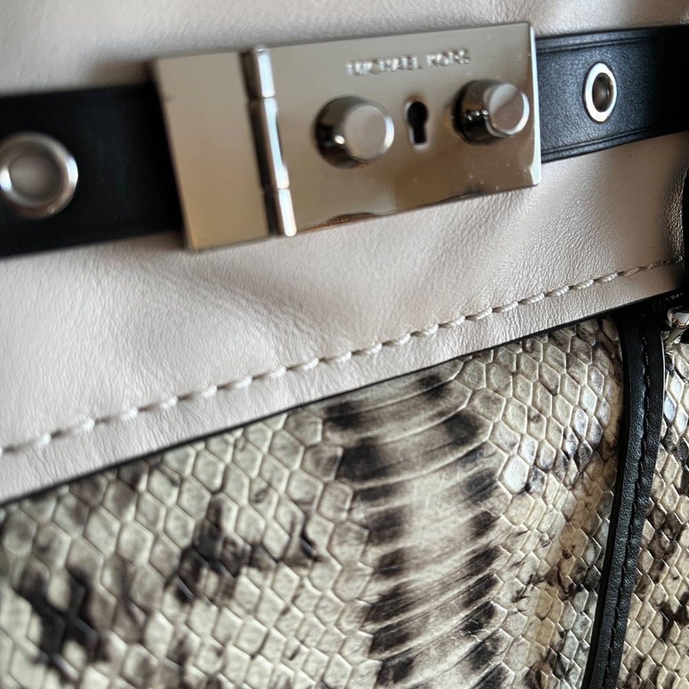 Michael Kors Leather Chain Key Lock Crossbody Satchel - Picture 9 of 10